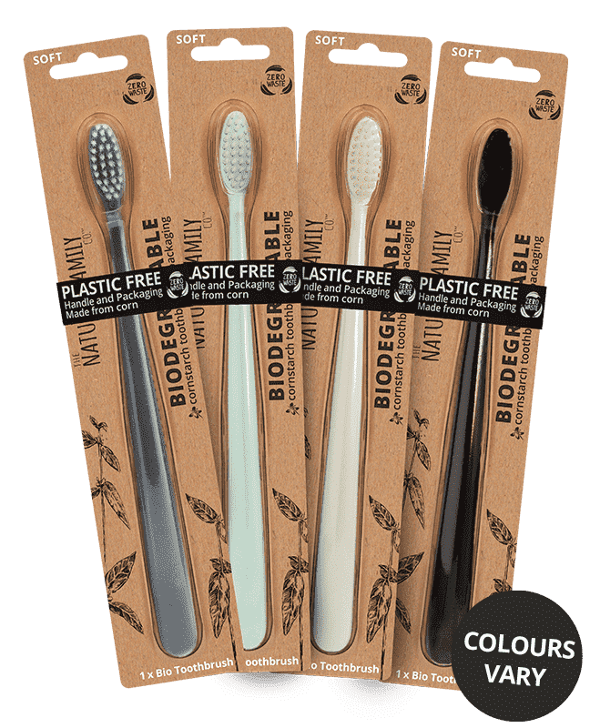 Plastic Free Bio Toothbrush Single Pack Assorted Colours - WellbeingIsland - UK